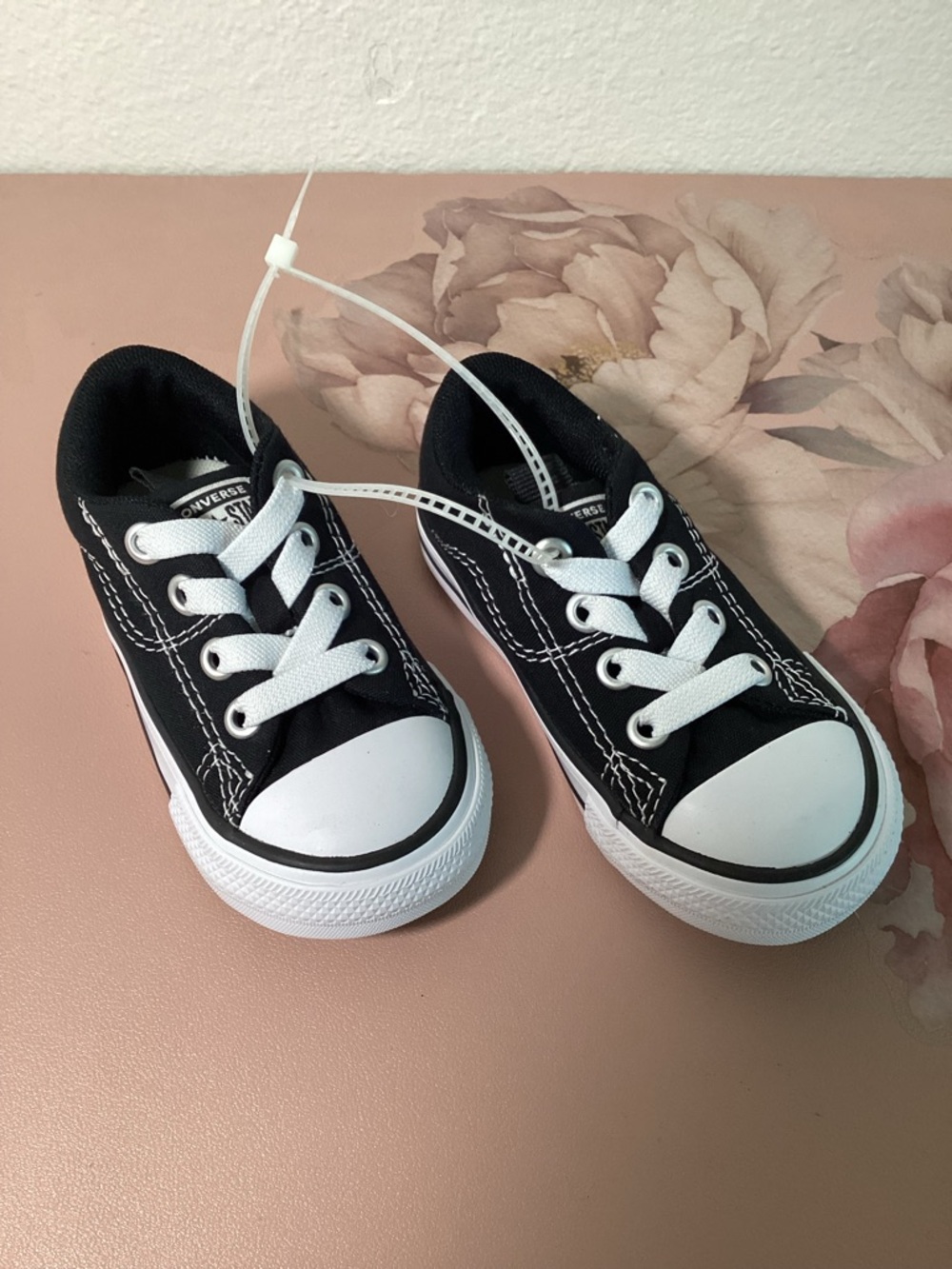 Converse Toddler Black and White Low Top Canvas Sneakers